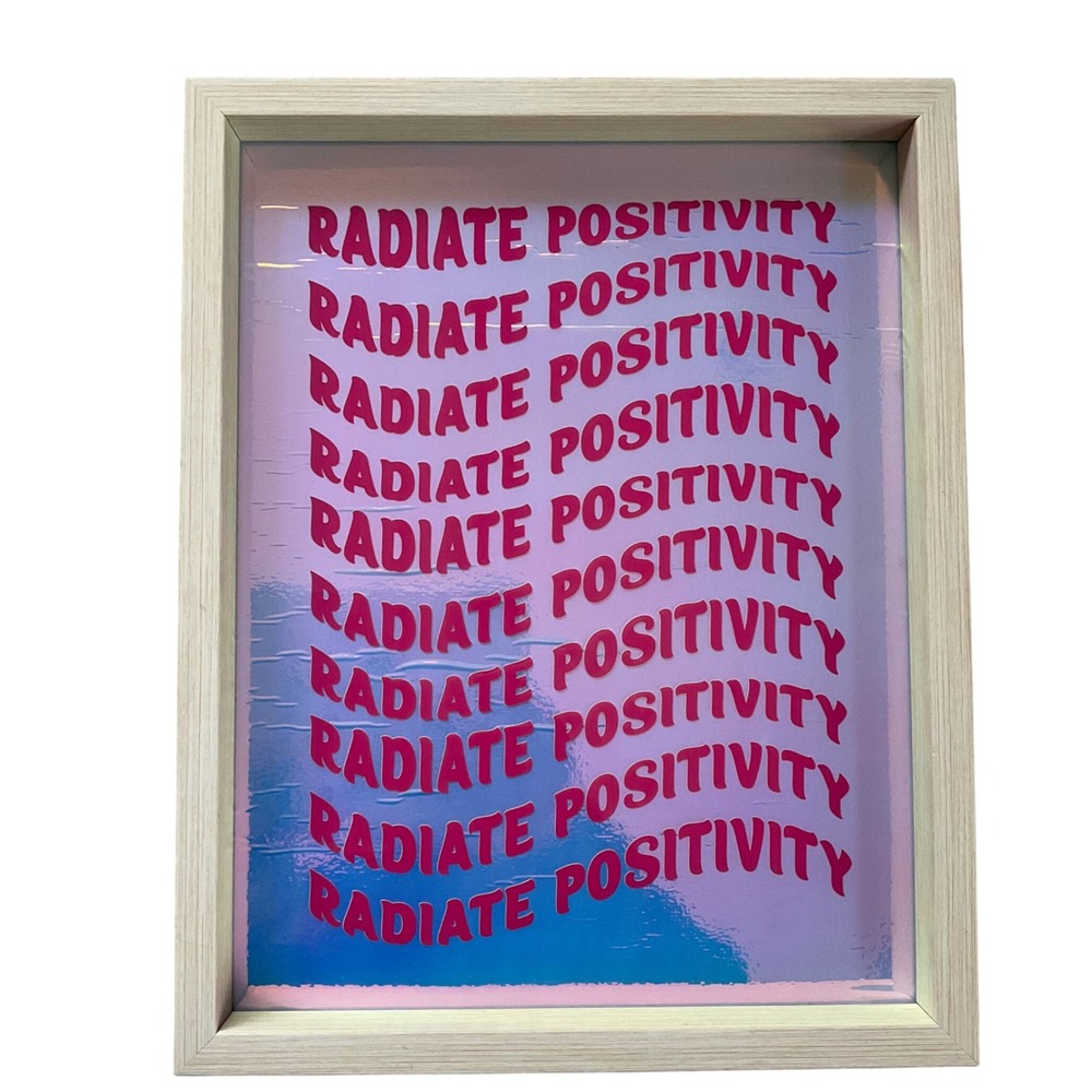The Spring Shop‎ Radiate Positivity Framed Wall Art Holographic Iridescent Pink